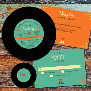 Moderne Retro Vinyl Record Hochzeit Tischnummer