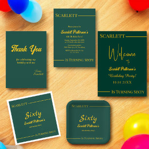Invitation Elégant Chic Green Et Gold Luxury 60e anniversaire