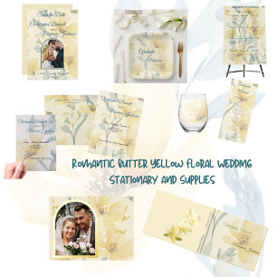 Butter Gelb blass Blütenblau RSVP Karte