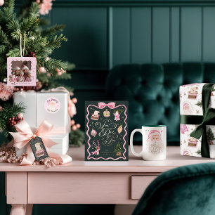 Impressions Dorure Joyeux et rose classique Noël Retro Père Noël rose