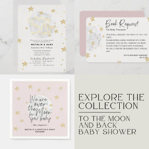Invitation En Aluminium Sur la lune et les étoiles Baby shower garçon