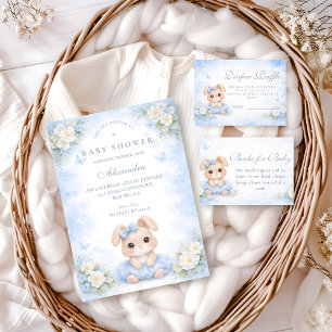 Carte D'accompagnement Tirage au sort Blue Bunny Floral Diapper