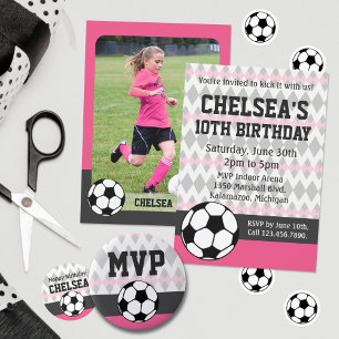 Girl's Soccer Party Custom Geburtstag MVP Button