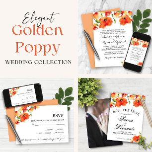 Invitation Élégant Californie Golden Poppy Mariage d'été