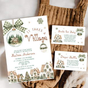 Invitation C'est tout un village Fête de naissance pour bébé 
