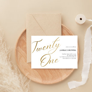 Minimalistisches Script weiß und Gold 21. Geburtst Dosenkühler