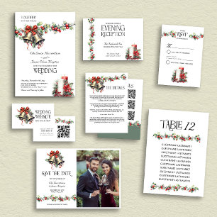 Winter Wedding Holly und Kerzen RSVP Karte