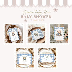 Niedliche Denim Baby Shower Books Begleitkarte