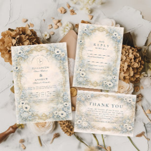 Cartons Réponse Mariage baroque floral orné