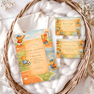 Invitation Fête de bébé Oursons en peluche de Storybook Sport