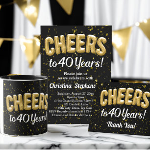 40. Geburtstag Gold Balloons Cheers to 40 Years Dankeskarte