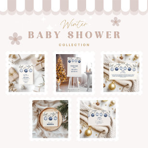 Blue Ornament Garland Baby Dusche Einladung