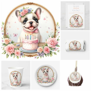 Invitation Chien de taureau français mignon Pastel - Annivers