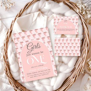 Girls wollen einfach nur ein rosa Bow sein erster  Einladung