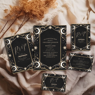 Invitation Vintage étoile de lune céleste Mariage