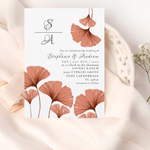 Elegant Terracotta Ginkgo Foliage Wedding Einladung