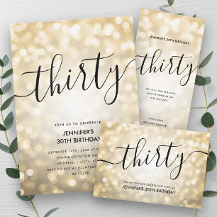Modern Script Gold Glitzer Lights 30. Geburtstag Rechteckiger Pappuntersetzer