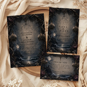 Invitation Mariage de plage gothique romantique sombre