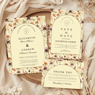 Save The Date Arc de fleur sauvage vintage Élégant Mariage