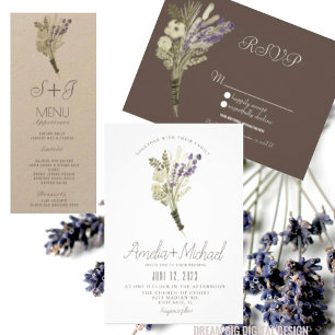 Minimalistische Lavender Watercolor Öko Wedding Einladung