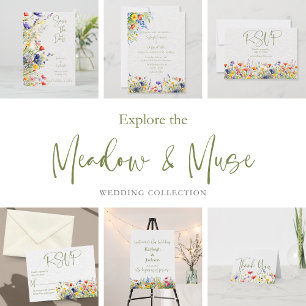 Watercolor-Wildblume-Hochzeitkarte für RSVP Karte