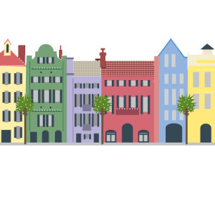 Rainbow Row Charleston South Carolina Pillow Zierkissen