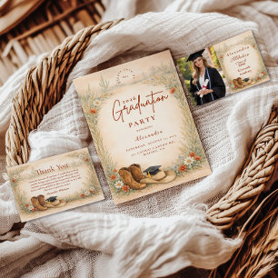 Faire-part Fête de remise de diplôme de cowgirl Boho en photo