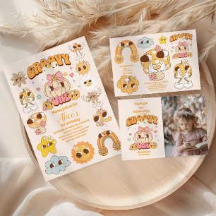 Groovy One Boho Daisy 1. Geburtstag Party Einladung