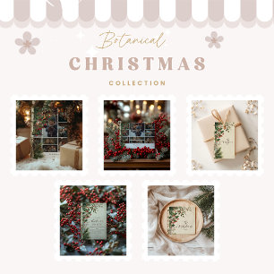 Rustic Holly Berry Christmas Party Geschenkanhänger