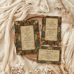 Cartons Réponse Mariage vintage de feuillage végétal