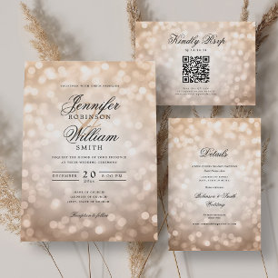 Elegantes Script Wedding Rose Gold Bokeh Lights Menükarte