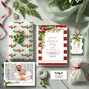 Einladung zur Weihnachtsfeier - Rote Streifen