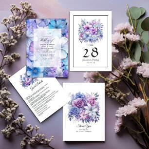 Silver, Icy Blue und Lilac Floral Wedding Tischnummer