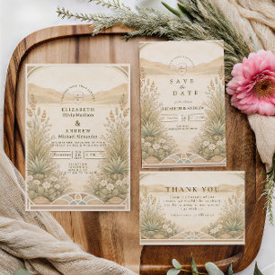 Save The Date Mariage Fleurs Désertiques Douces Neutres