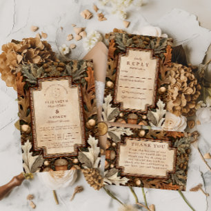 Invitation Mariage champêtre en bois de chêne