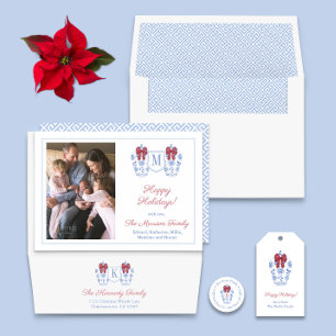 Elegant Red Bow On Ginger Jar Happy Holidays Geschenkanhänger