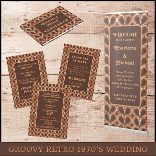 Invitation Fun Retro des années 1970 Super Brown et Mariage o