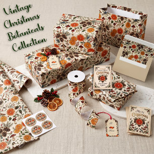 Vintage-Weihnachts-Botanik-Geschenkpapier Geschenkpapier