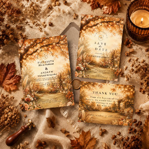 Invitation Mariage romantique d'automne dans le jardin