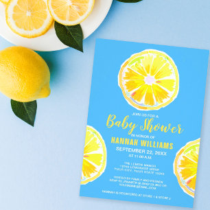Invitation Tranches d'aquarelle de citron virtuel Baby shower