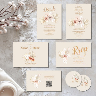 Cartons Réponse Boho Pampass Mariage floral