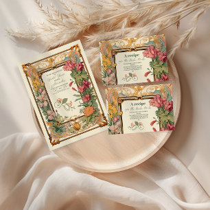 Foto Vintages florales Jugendstil-Brautparty Dankeskarte