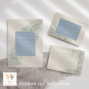 Numéro De Table Mariage Fleur sauvage Dusty Blue
