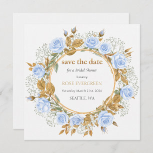 Invitation Élégantes roses bleues poussiéreuses et baby's bre