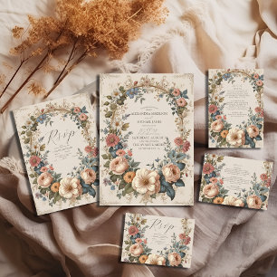 Botanische Bliss Wildblumen Jugendstil-Hochzeit Einladung