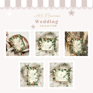 Weiche Blütenpracht Jugendstil Hochzeit Dankeskarte