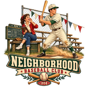 Vintage Herren-Shirt mit Baseball-Club-Motiv auf V T-Shirt