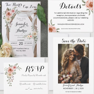 Zwei Herz eine Liebe Vintage Rosen Hochzeit Tischnummer