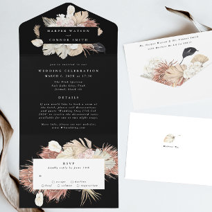 Invitation Noir Premium Pampas Grass Formel Printemps Mariage