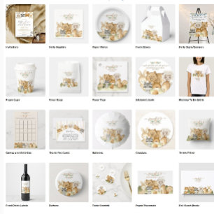 Invitation Rose Jaune mignonne Animaux Budget Oh Baby shower